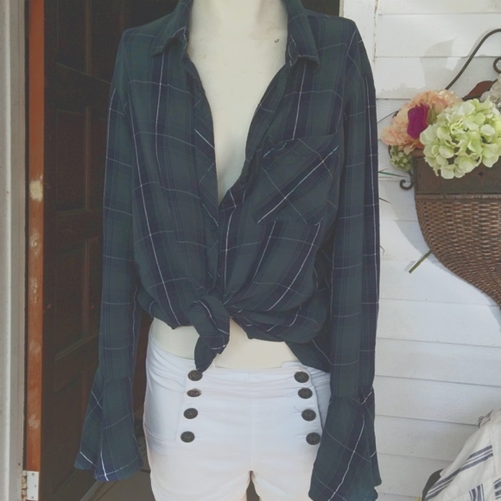 Brand "Beach lunch lounge "collection coverup ,hiking top, checkered bell sleeve